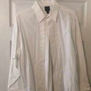 White tuxedo shirt by Jos A. Banks